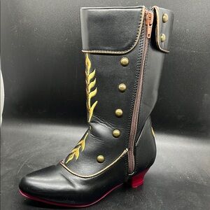 Disney Frozen Anna Dressup Boots Black & Yellow Mid-Calf Women's Fashion Shoes